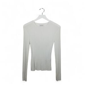 VERONICA BEARD Rib Knit Crew Neck Body Conscious Pullover Top Long Sleeve Size S